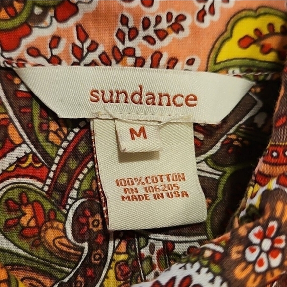 Sundance Paisley Blouse, Tiny  Ruffles, Button Down M, 8, Fine Cotton, EUC - Picture 8 of 8